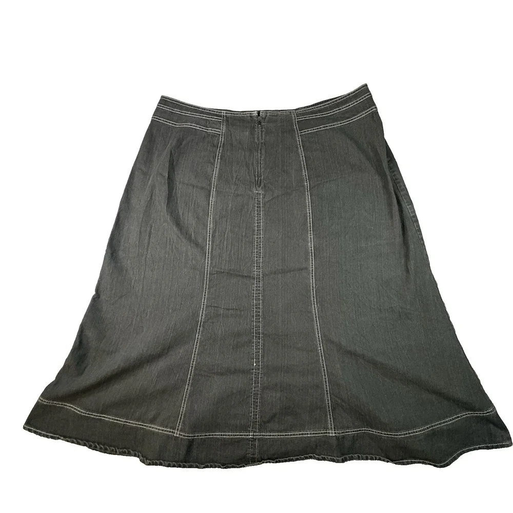 Cato Woman Women's 24W (44x35.5) Black Denim Skirt Plus Size A Line Stretch Midi